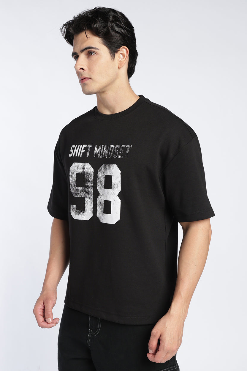Black Letter Cotton Blend Regular Fit T-Shirt For Men - Image 5