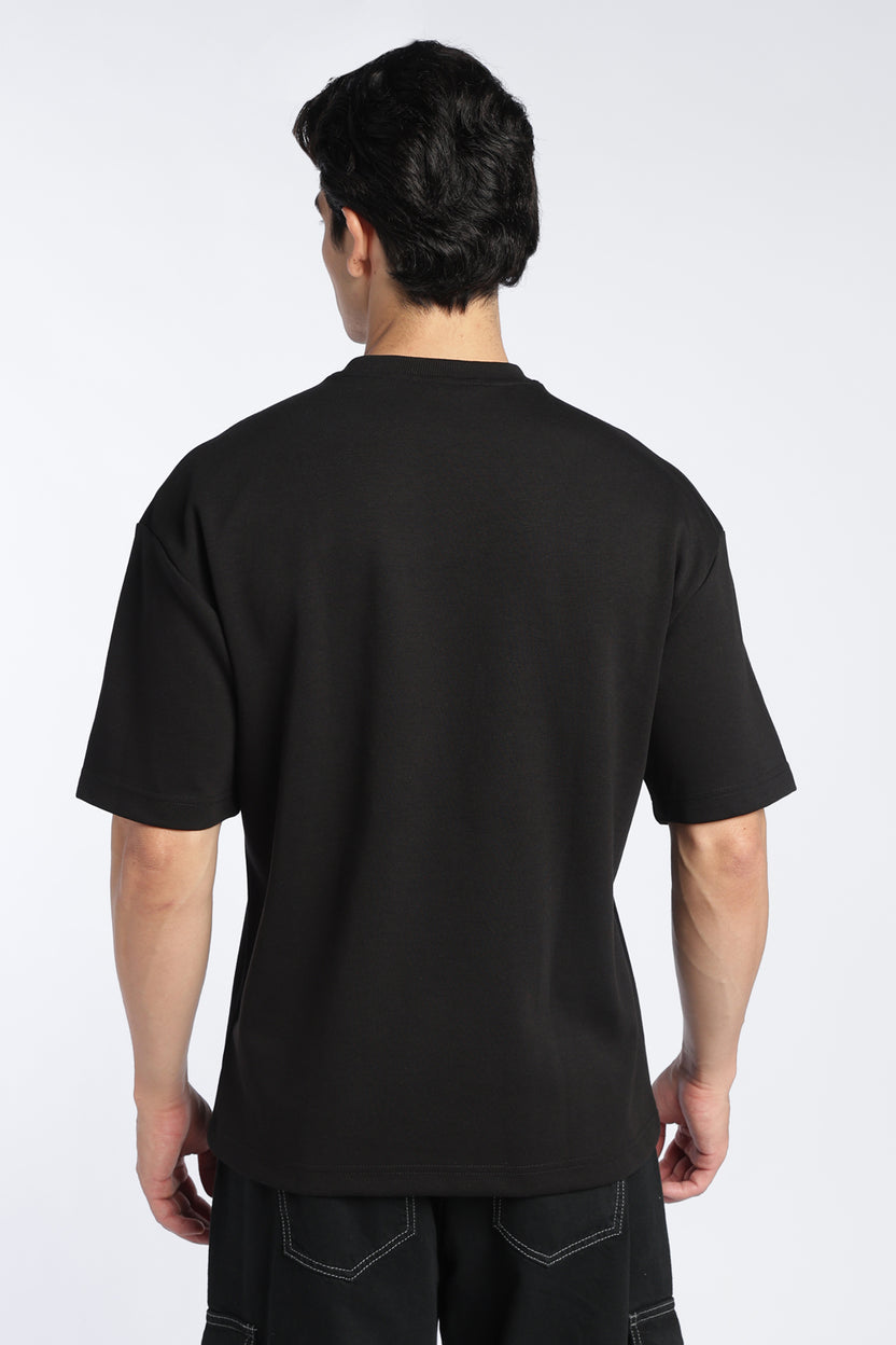 Black Letter Cotton Blend Regular Fit T-Shirt For Men - Image 6