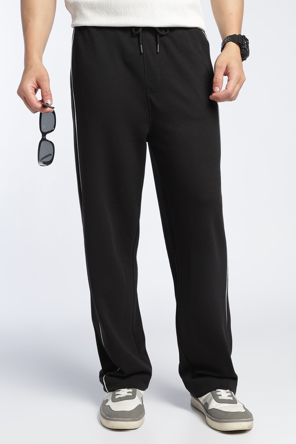 Mens Relaxed Solid Black Track Pant - Image 1