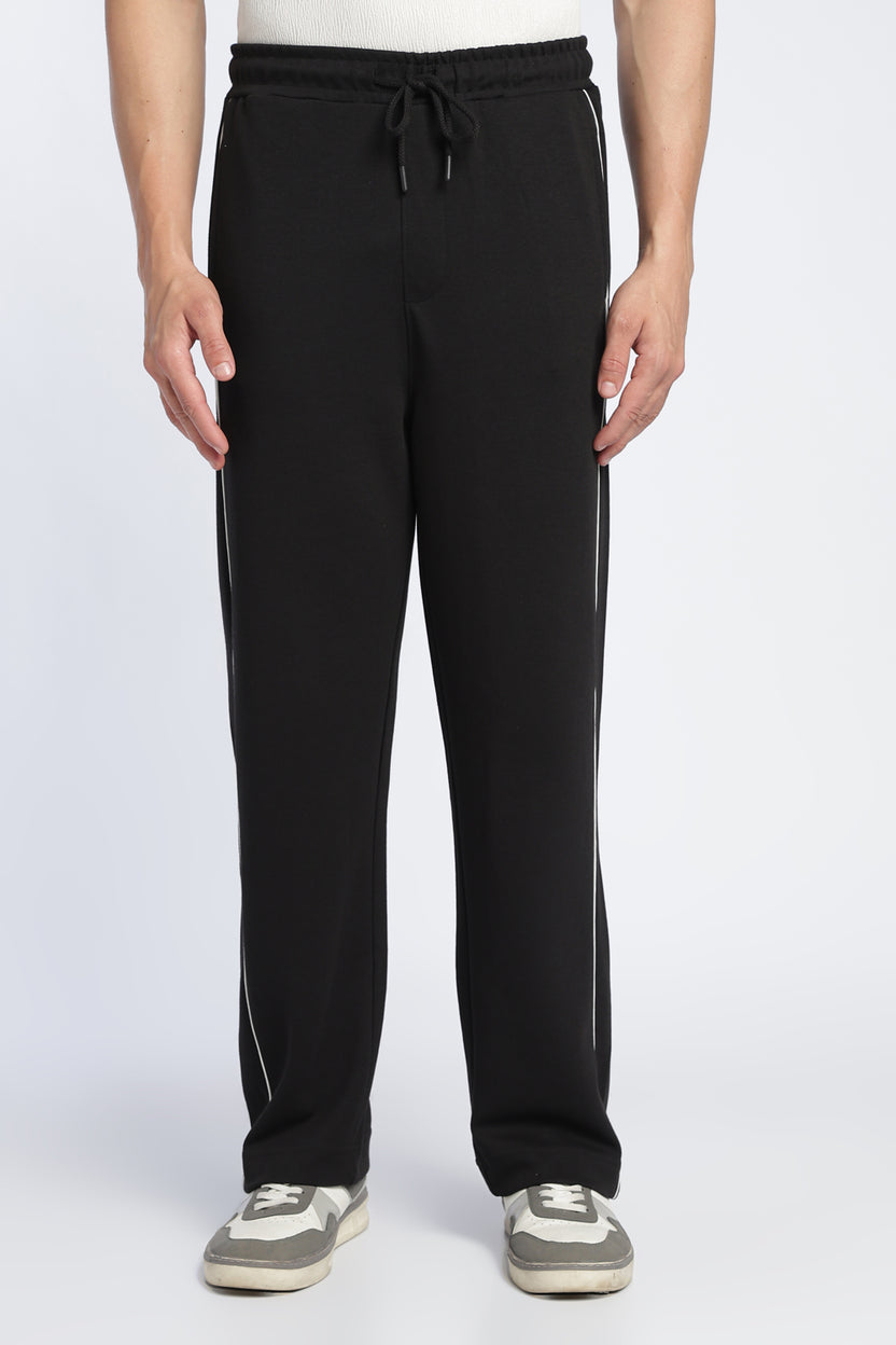 Mens Relaxed Solid Black Track Pant - Image 2