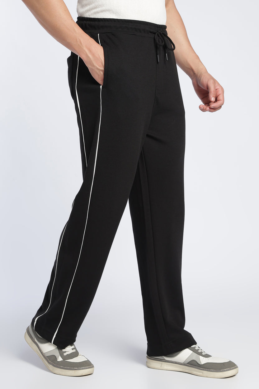 Mens Relaxed Solid Black Track Pant - Image 4