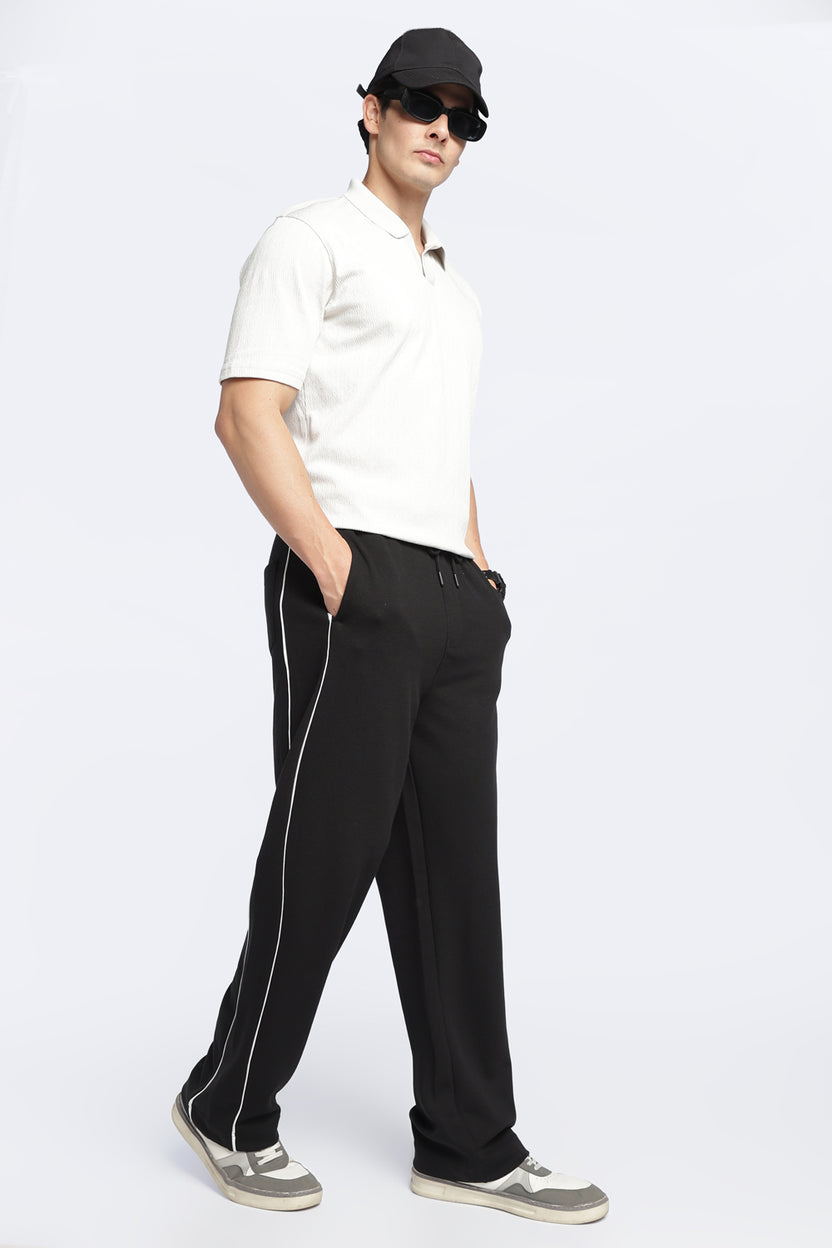 Mens Relaxed Solid Black Track Pant - Image 6