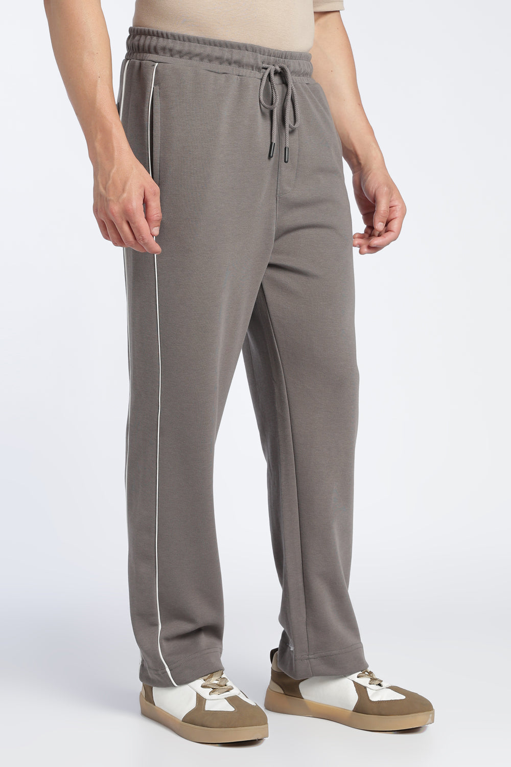 Mens Relaxed Solid Grey Track Pant - Image 4