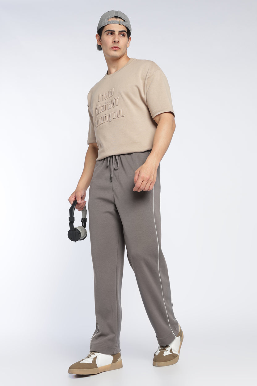 Mens Relaxed Solid Grey Track Pant - Image 6