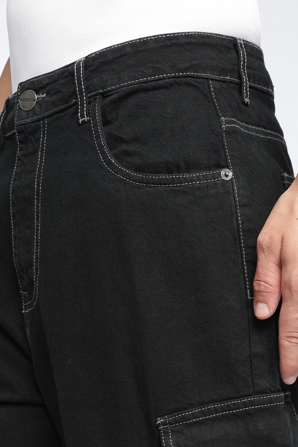 Black Carpenter Fit Jeans With 6 Pocket For Men - Image 3