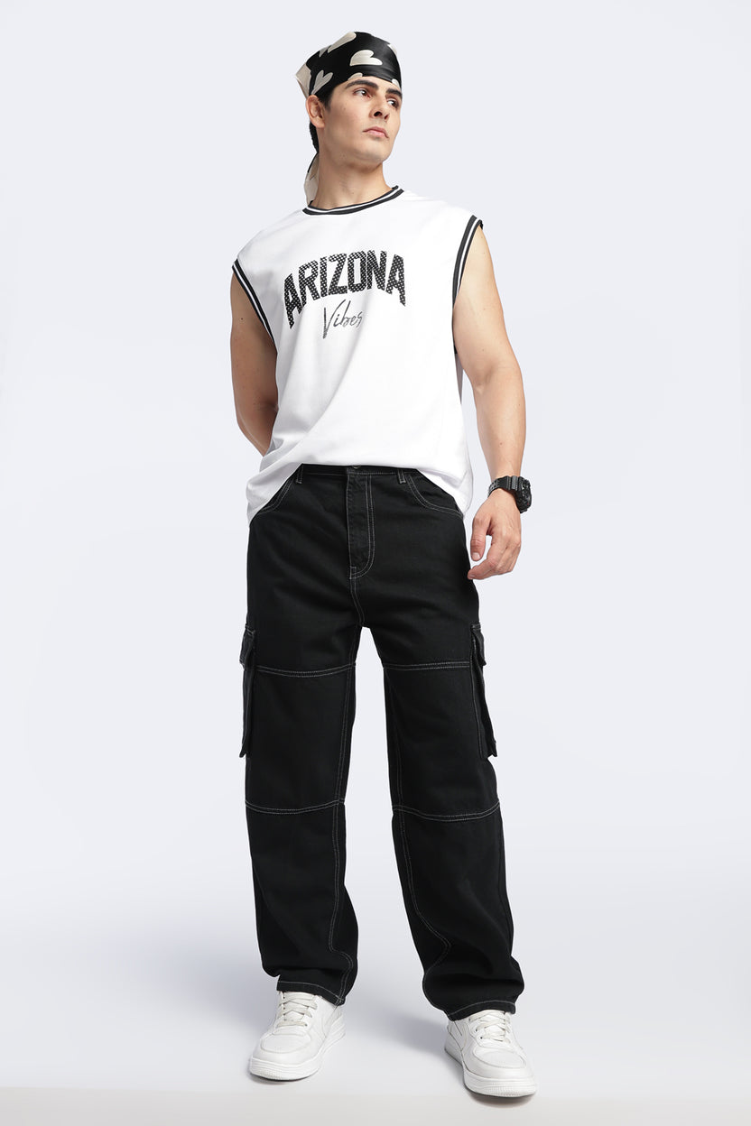 Black Carpenter Fit Jeans With 6 Pocket For Men - Image 6