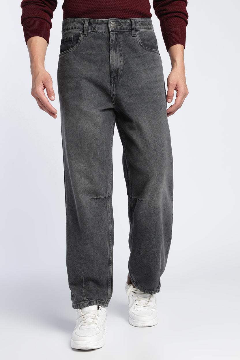 Charcoal Barrel Fit Jeans With 5 Pocket For Men - Image 2