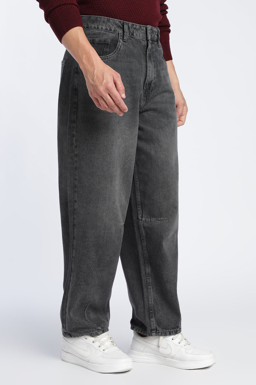 Charcoal Barrel Fit Jeans With 5 Pocket For Men - Image 4