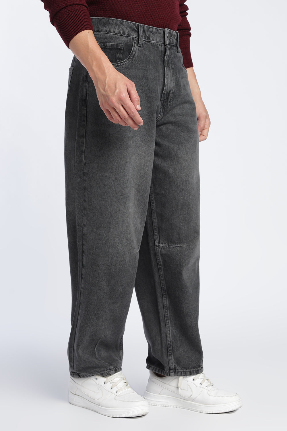 Charcoal Barrel Fit Jeans With 5 Pocket For Men - Image 4