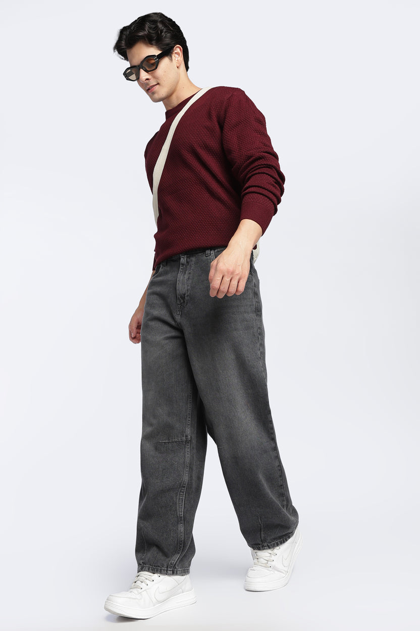Charcoal Barrel Fit Jeans With 5 Pocket For Men - Image 6