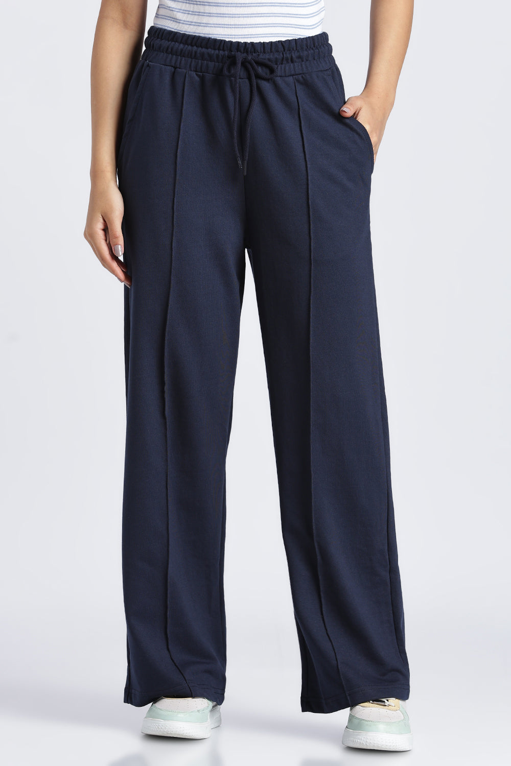 Navy Regular Fit Trouser With 2 Pocket For Women - Image 2