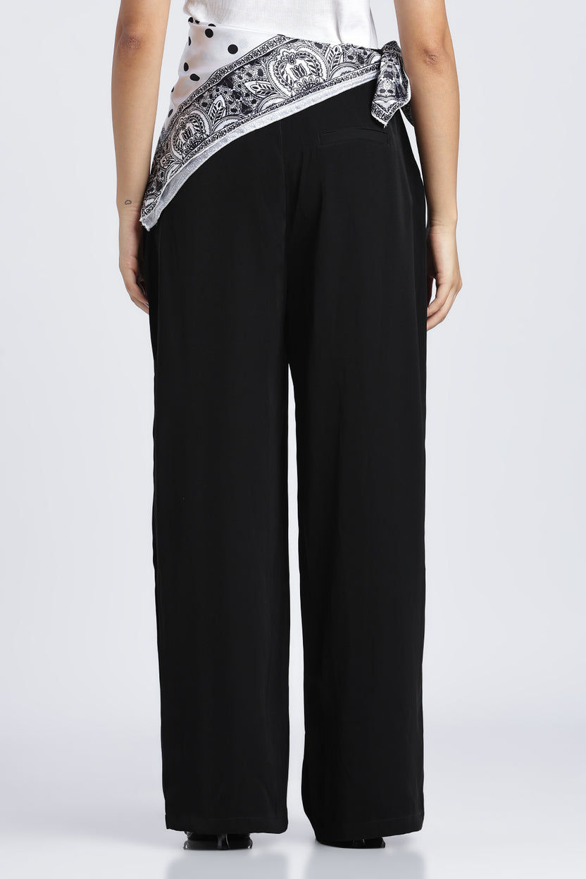 Black Wide Leg Fit Palazzo With 3 Pocket For Women - Image 5