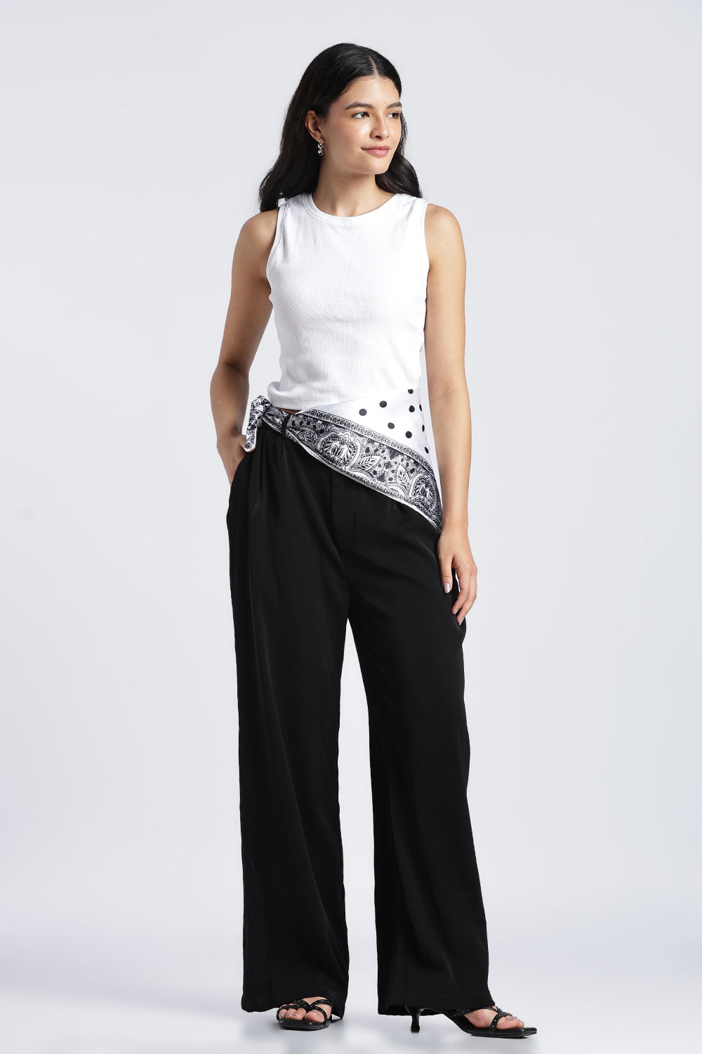 Black Wide Leg Fit Palazzo With 3 Pocket For Women - Image 6
