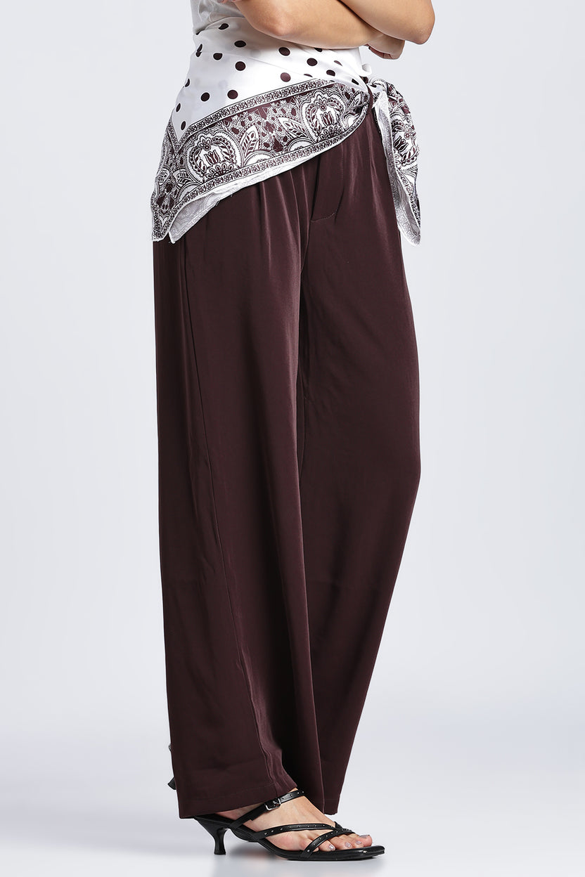 Brown Wide Leg Fit Palazzo With 3 Pocket For Women - Image 4