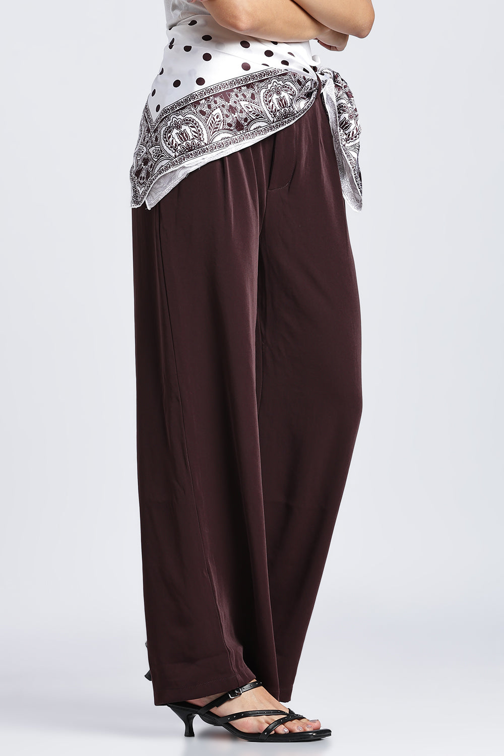 Brown Wide Leg Fit Palazzo With 3 Pocket For Women - Image 4