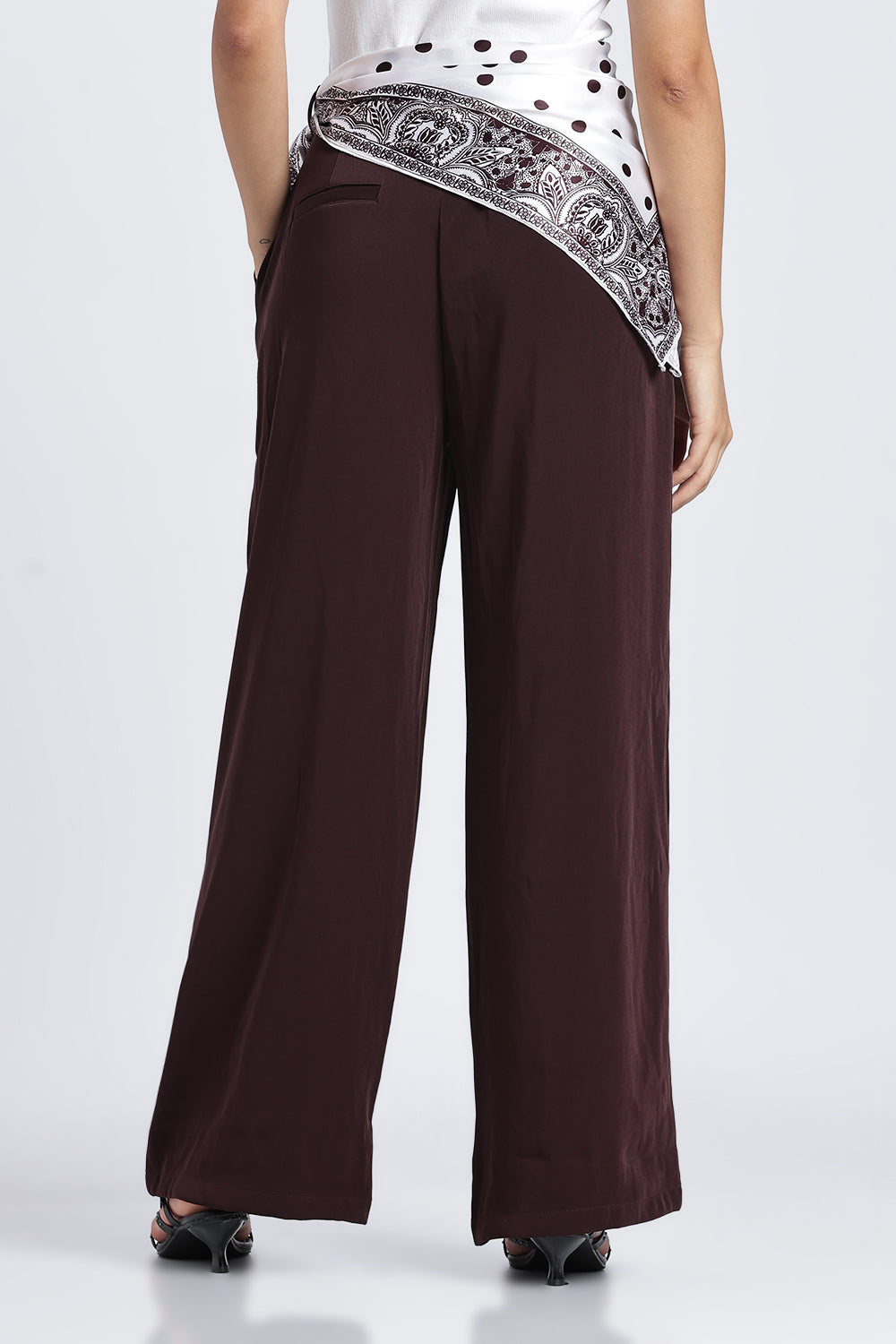 Brown Wide Leg Fit Palazzo With 3 Pocket For Women - Image 5