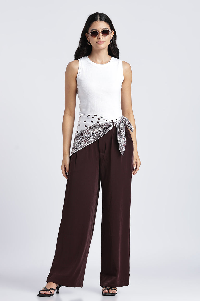Brown Wide Leg Fit Palazzo With 3 Pocket For Women - Image 6