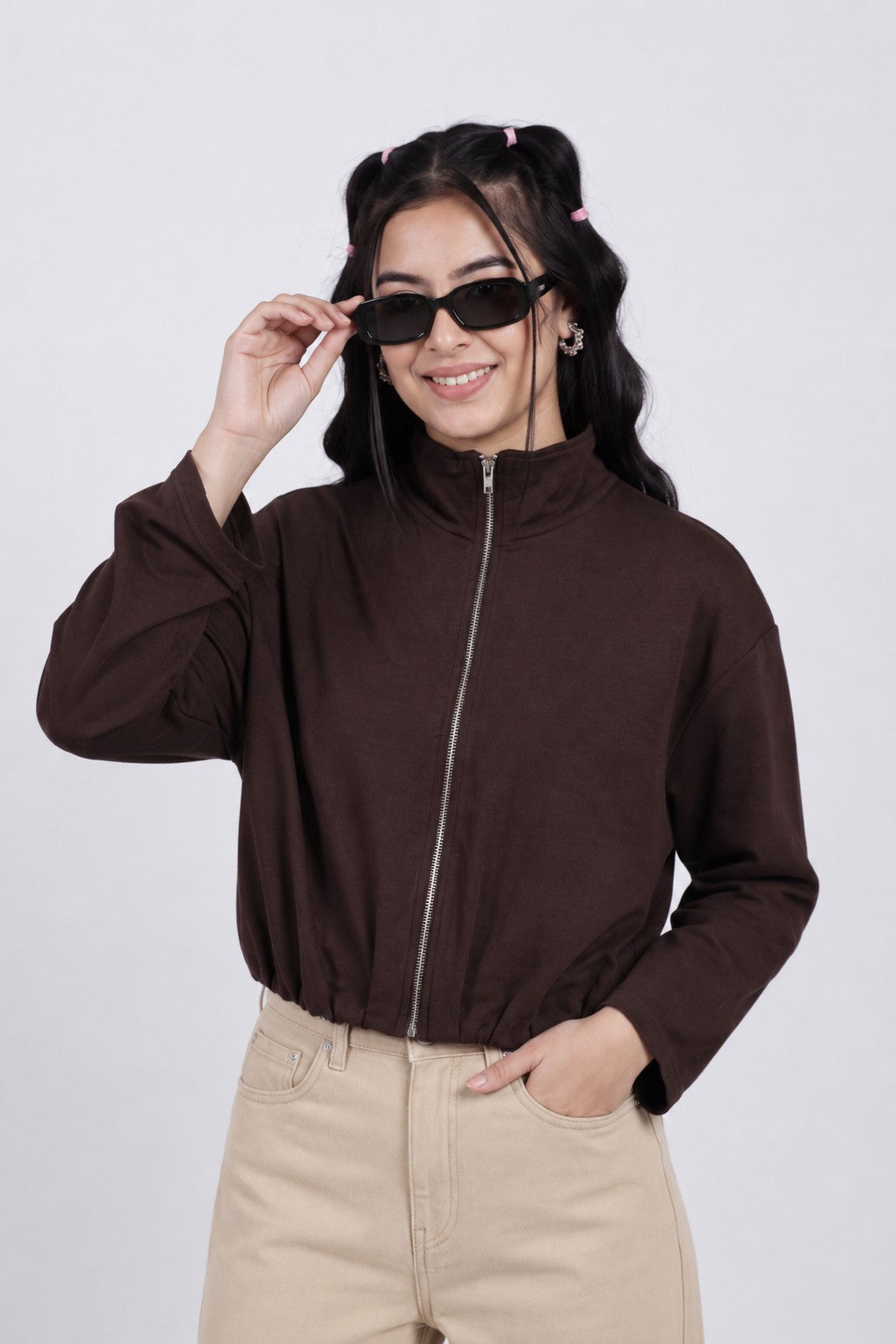 Brown Essential Wear Relaxed Fit Jacket For Women - Image 1