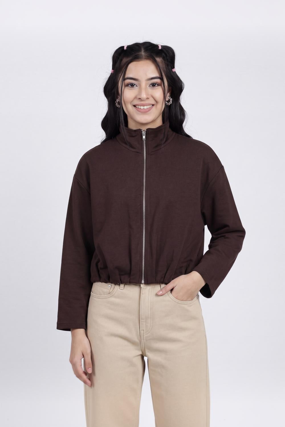 Brown Essential Wear Relaxed Fit Jacket For Women - Image 2