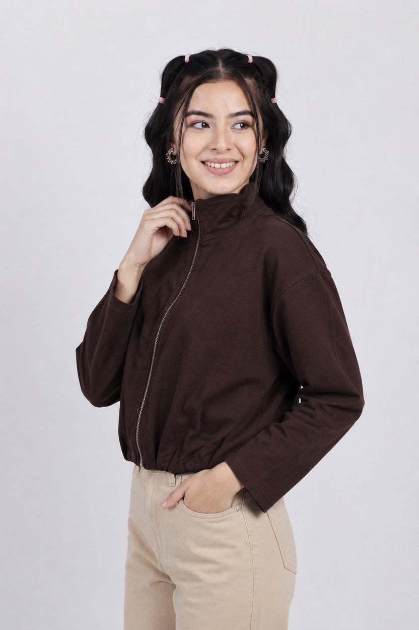 Brown Essential Wear Relaxed Fit Jacket For Women - Image 4