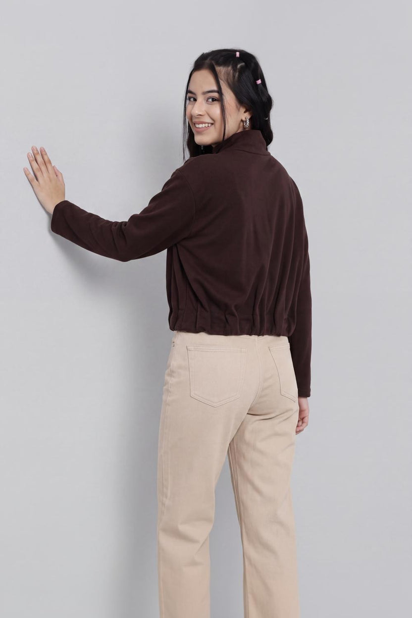 Brown Essential Wear Relaxed Fit Jacket For Women - Image 5