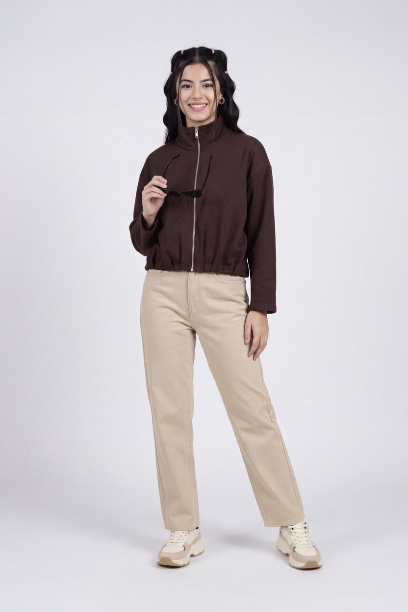 Brown Essential Wear Relaxed Fit Jacket For Women - Image 6