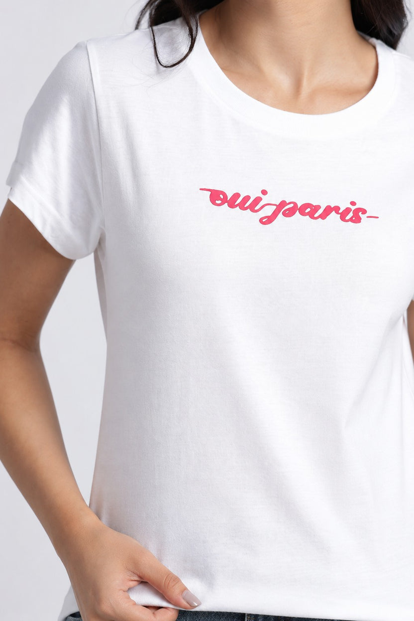 White Graphic Regular Fit T-Shirt For Women - Image 3