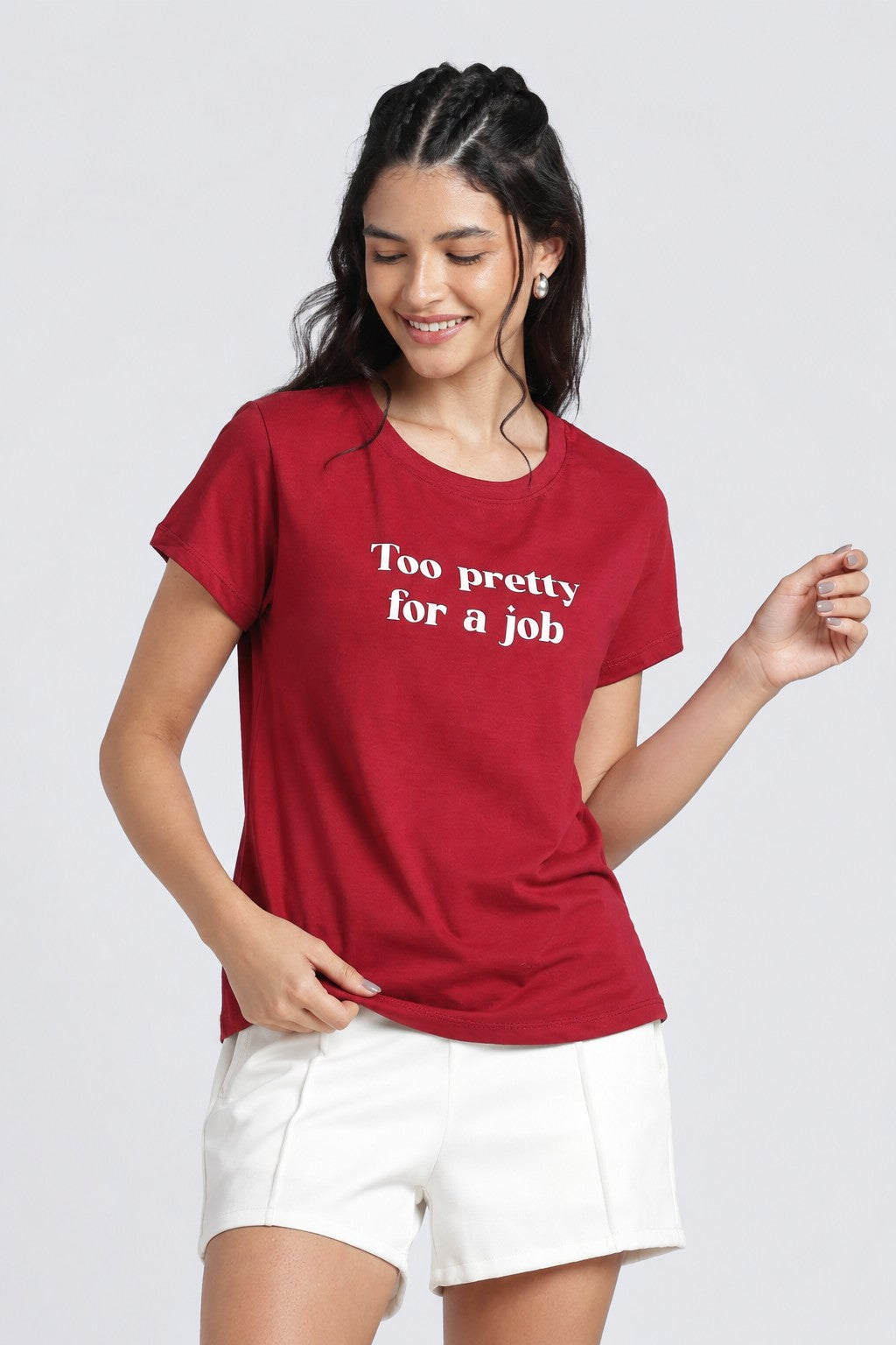 Red Graphic Regular Fit T-Shirt For Women - Image 2
