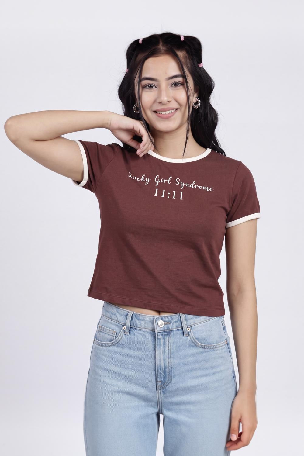 Brown Cotton Regular Fit T-Shirt For Women - Image 2
