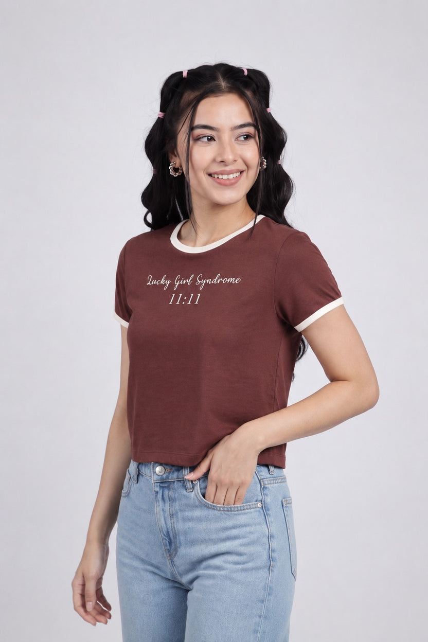 Brown Cotton Regular Fit T-Shirt For Women - Image 4