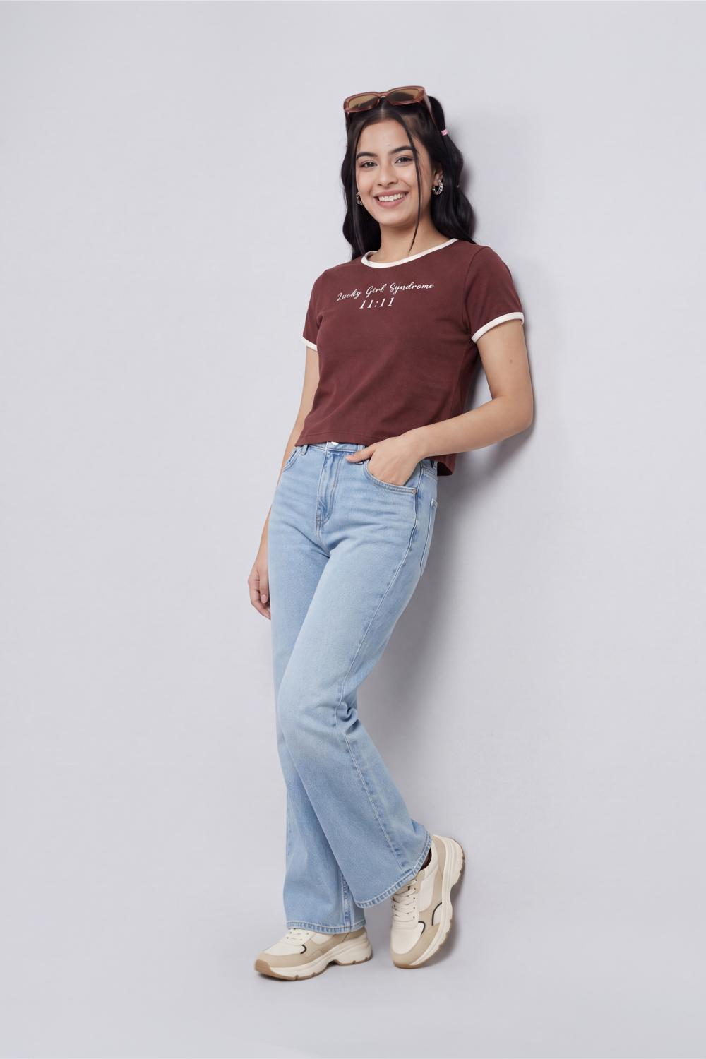 Brown Cotton Regular Fit T-Shirt For Women - Image 6