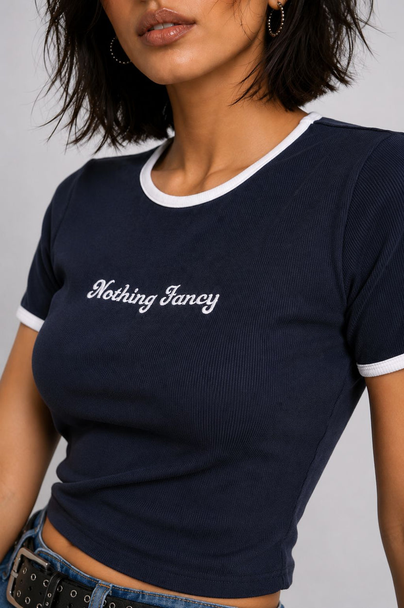 Navy Regular Fit Crop Top For Women - Image 3