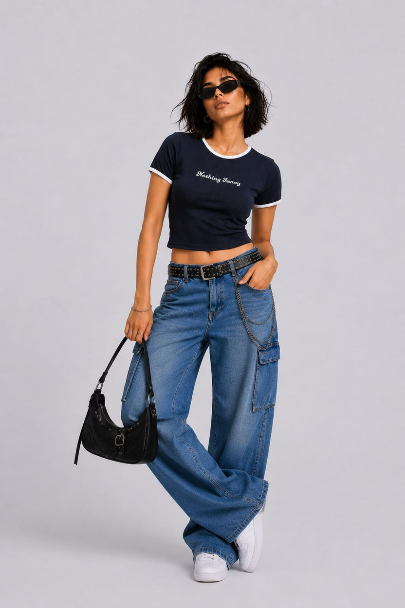 Navy Regular Fit Crop Top For Women - Image 6