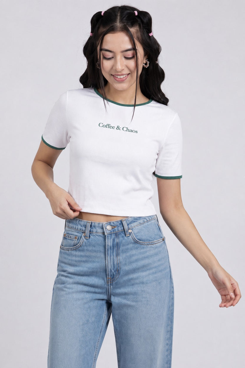White Regular Fit Crop Top For Women - Image 2