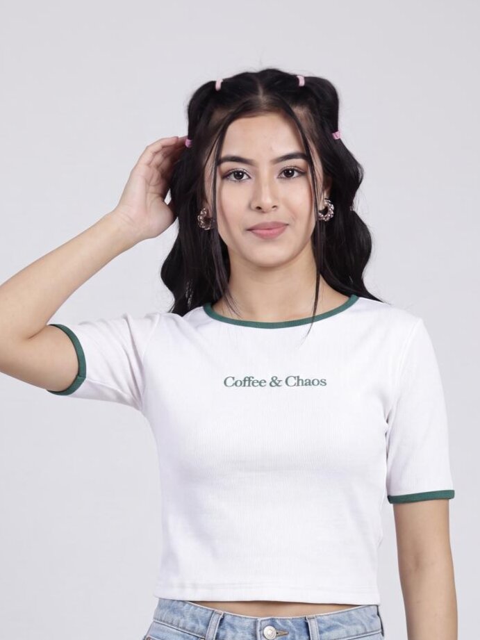 White Regular Fit Crop Top For Women - Image 3