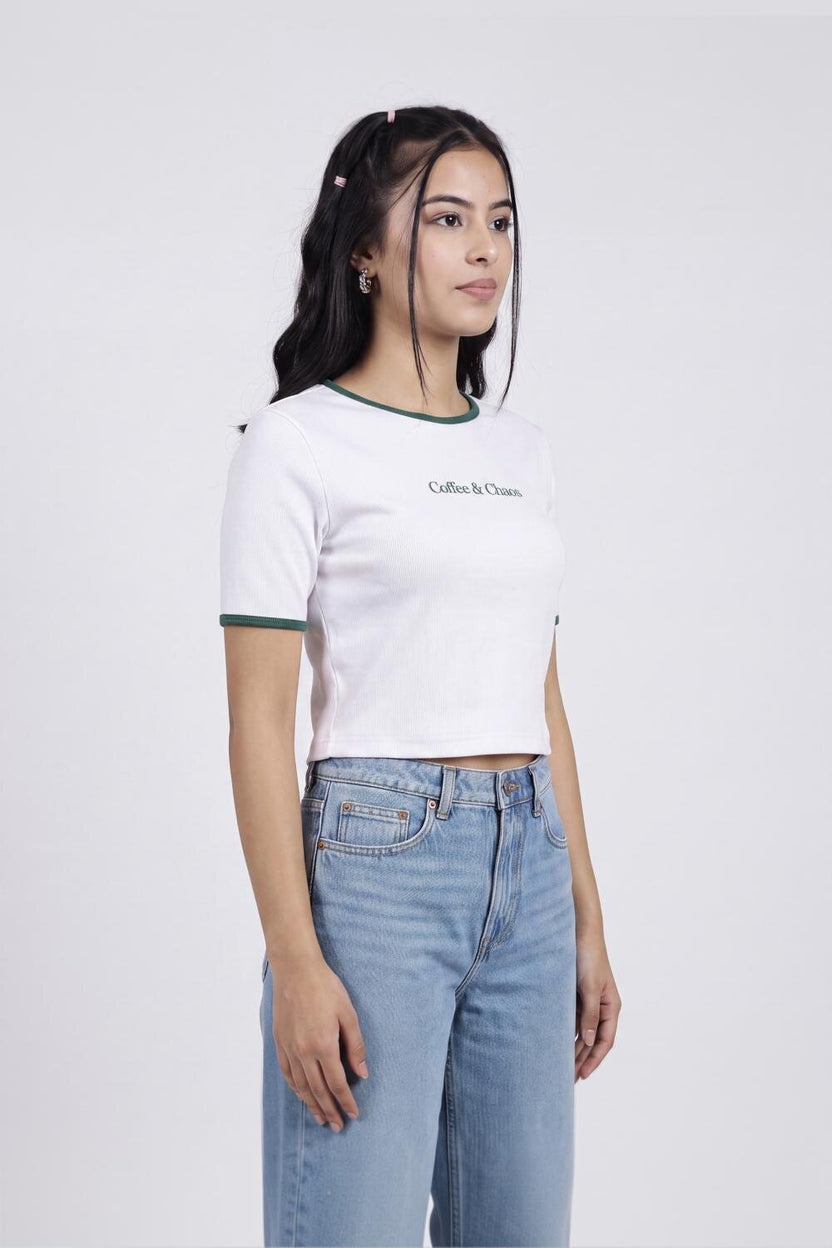 White Regular Fit Crop Top For Women - Image 4