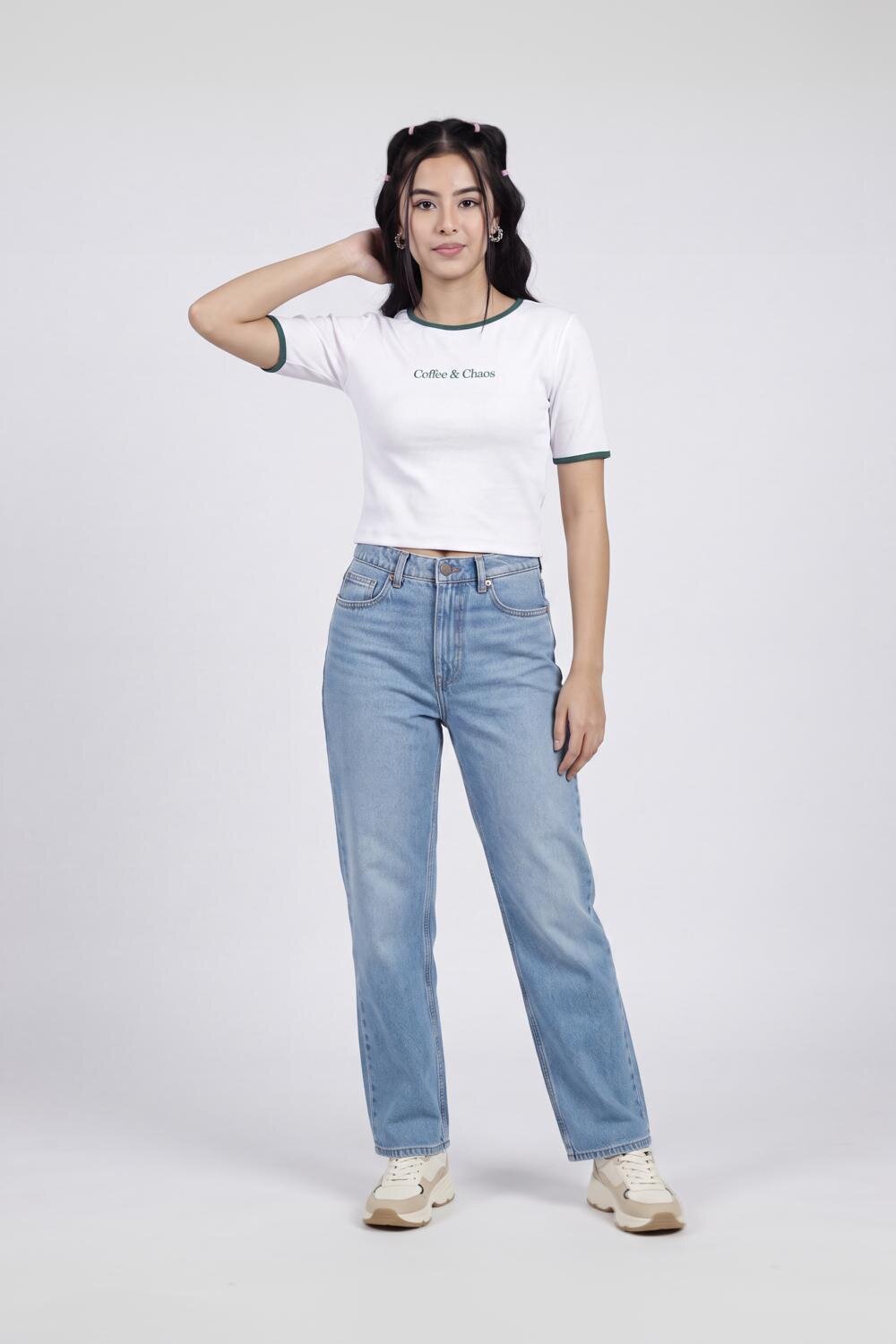 White Regular Fit Crop Top For Women - Image 6