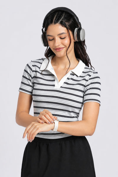 White Slim Fit Crop Top For Women