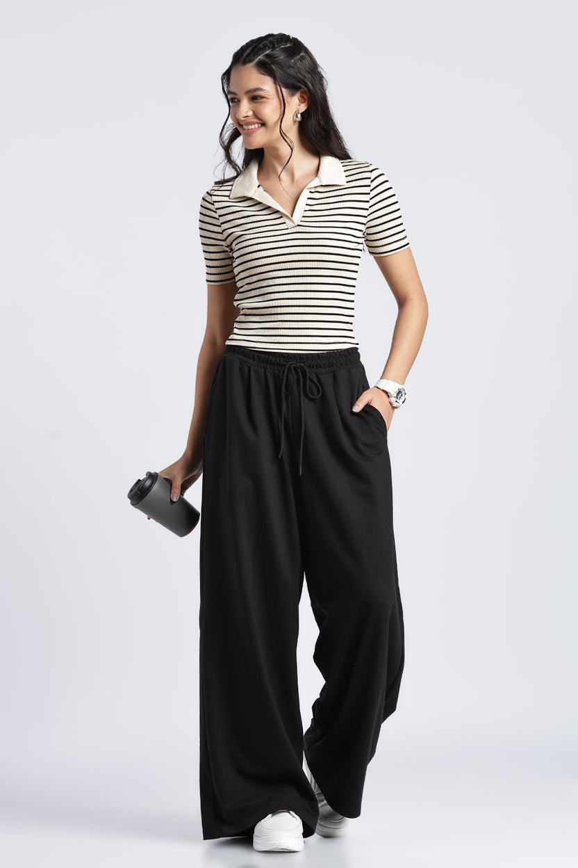 Beige Stripes Slim Fit Top For Women - Image 6
