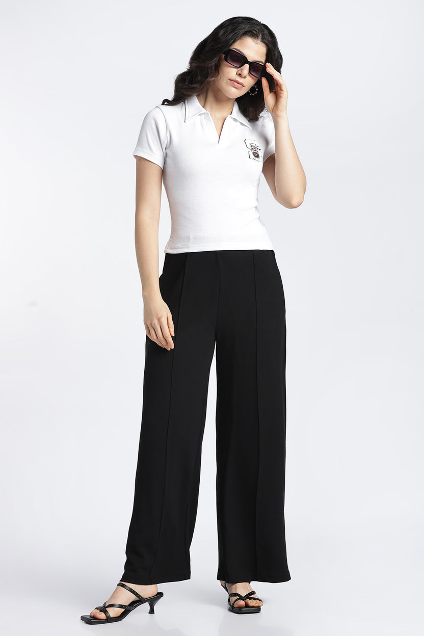 White Slim Fit Crop Top For Women - Image 6