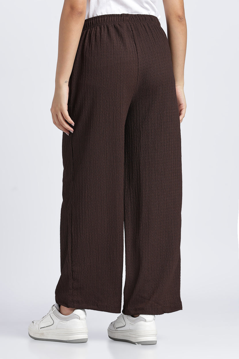 Brown Wide Leg Fit Casual Trouser With 2 Pocket For Women - Image 5