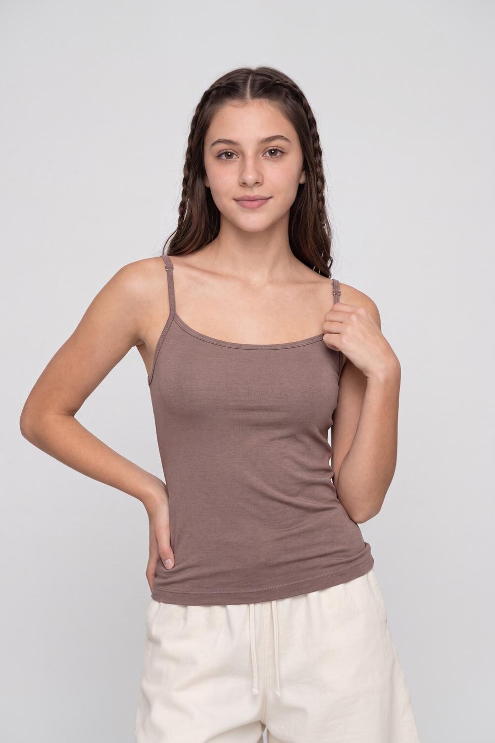 Brown Slim Fit Camisole For Women - Image 2