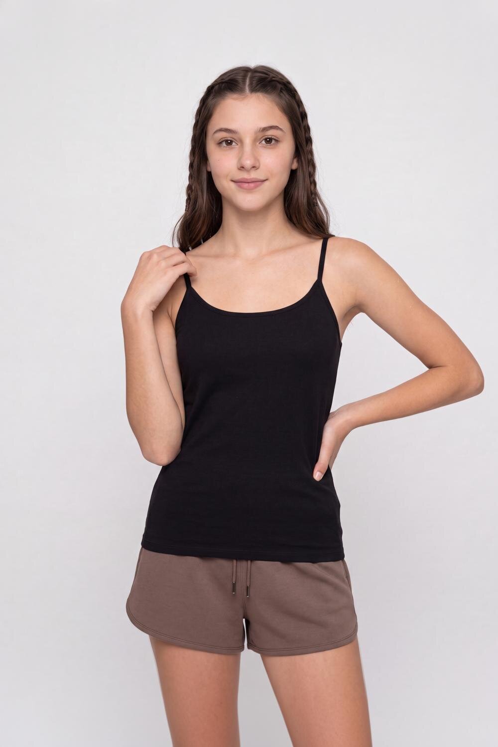 Black Slim Fit Camisole For Women - Image 2