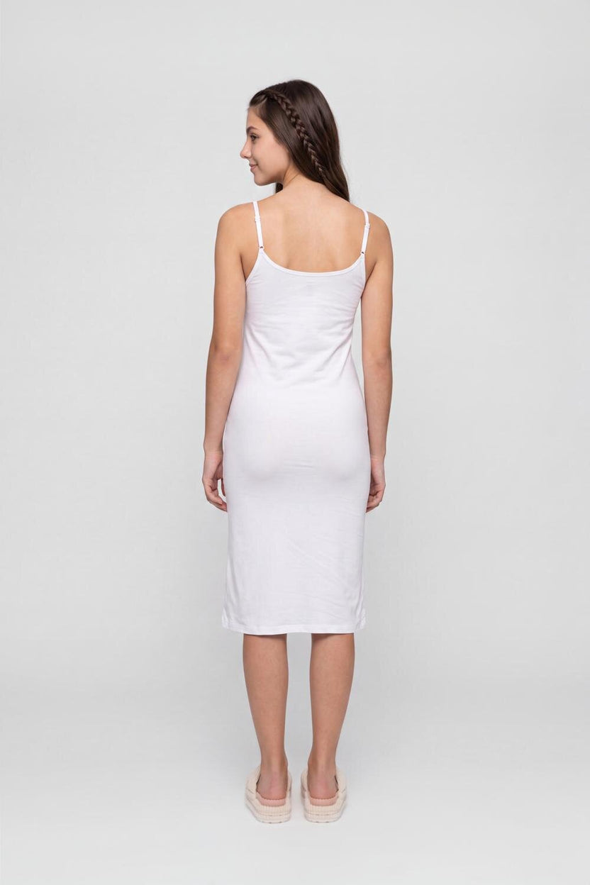 White Slim Fit Long Camisole For Women - Image 5