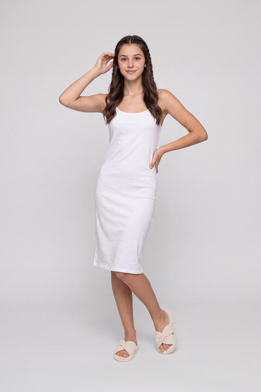 White Slim Fit Long Camisole For Women - Image 6