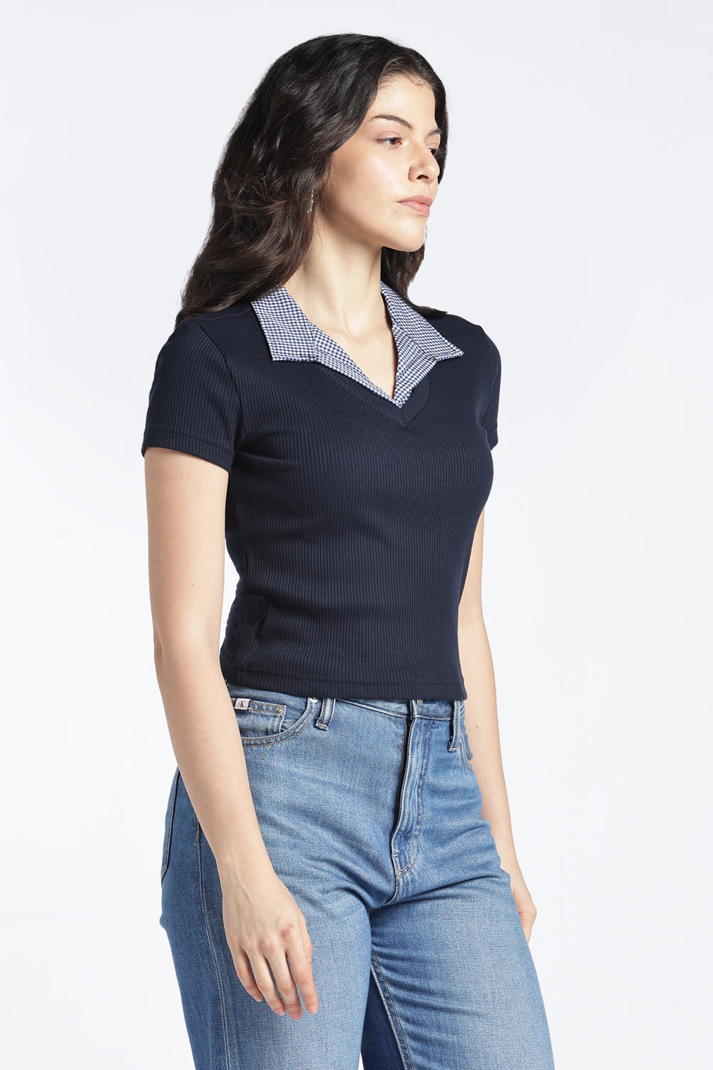 Navy Slim Fit Crop Top For Women - Image 4