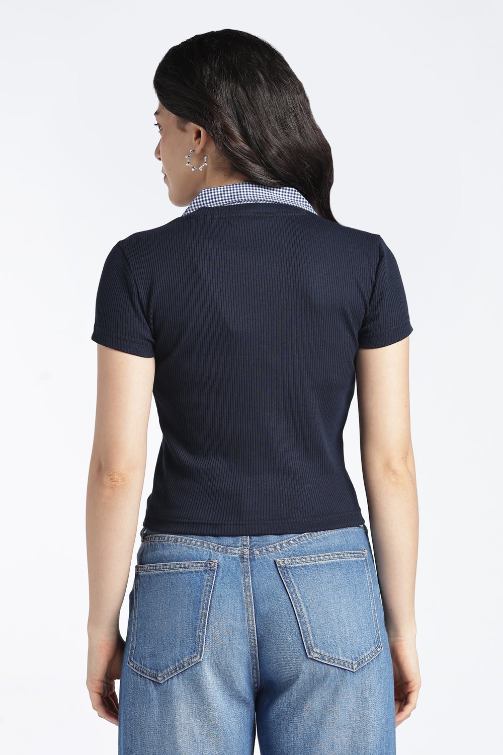 Navy Slim Fit Crop Top For Women - Image 5