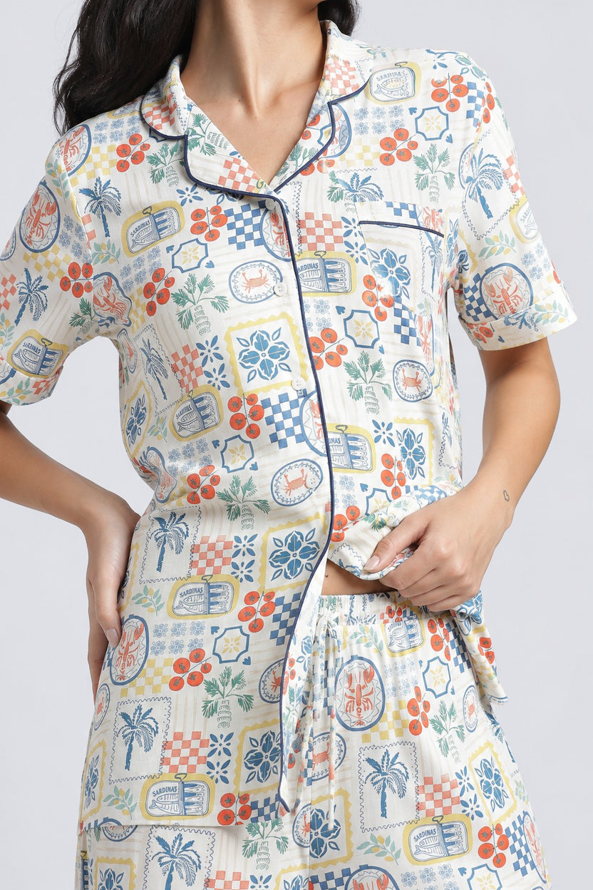 Womens Wear Multi-Coloured All Over Printed Pyjama Set - Image 3