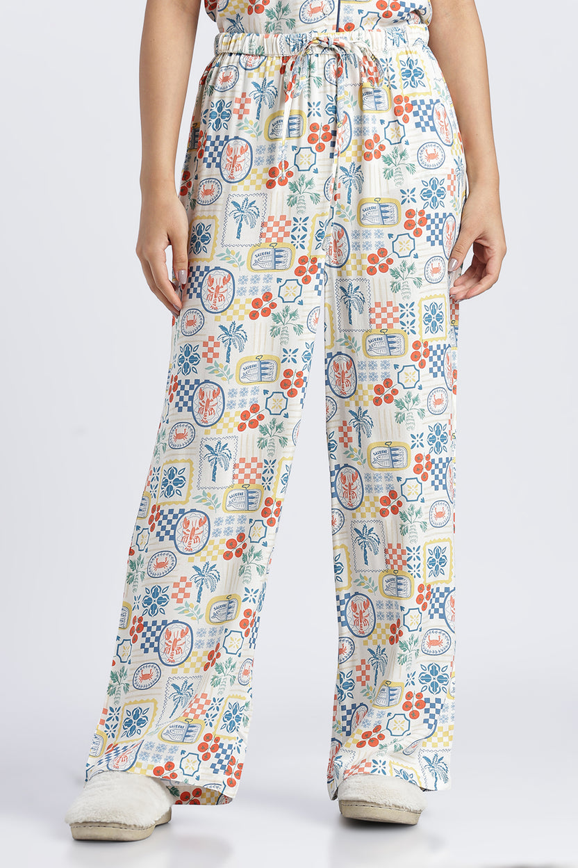 Womens Wear Multi-Coloured All Over Printed Pyjama Set - Image 4