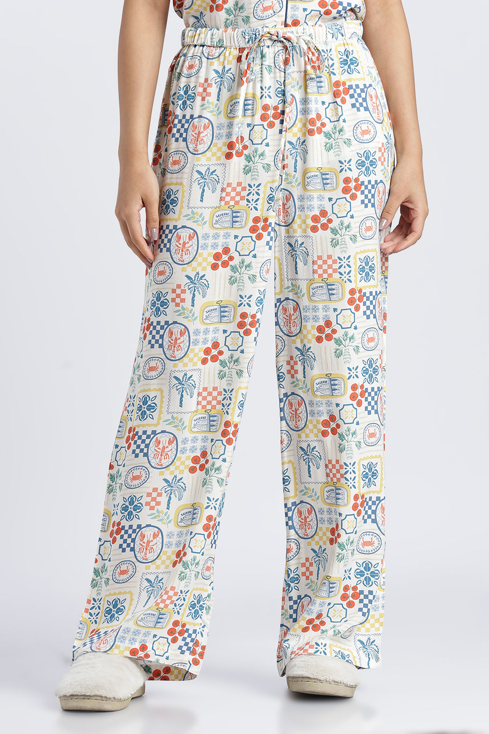 Womens Wear Multi-Coloured All Over Printed Pyjama Set - Image 4